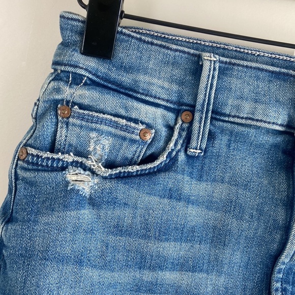 Mother The Sacred Slit Mini Denim Skirt in Where There's Smoke - Picture 7 of 14